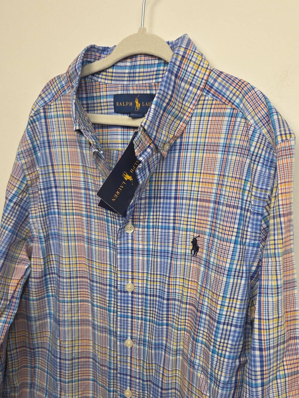 NWT Boy's Ralph Lauren Classic Pony Logo Plaid Button-Down Long Sleeve Shirt M